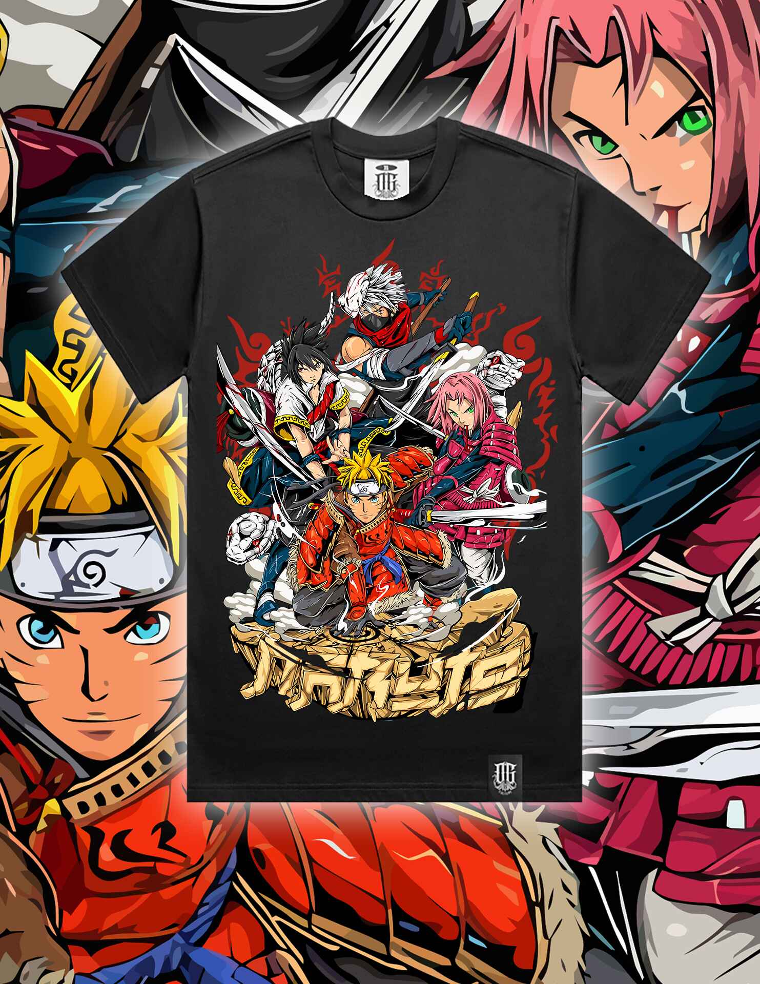 OG Culture X Pro Club Digital Printed Heavyweight Tee - Naruto Group