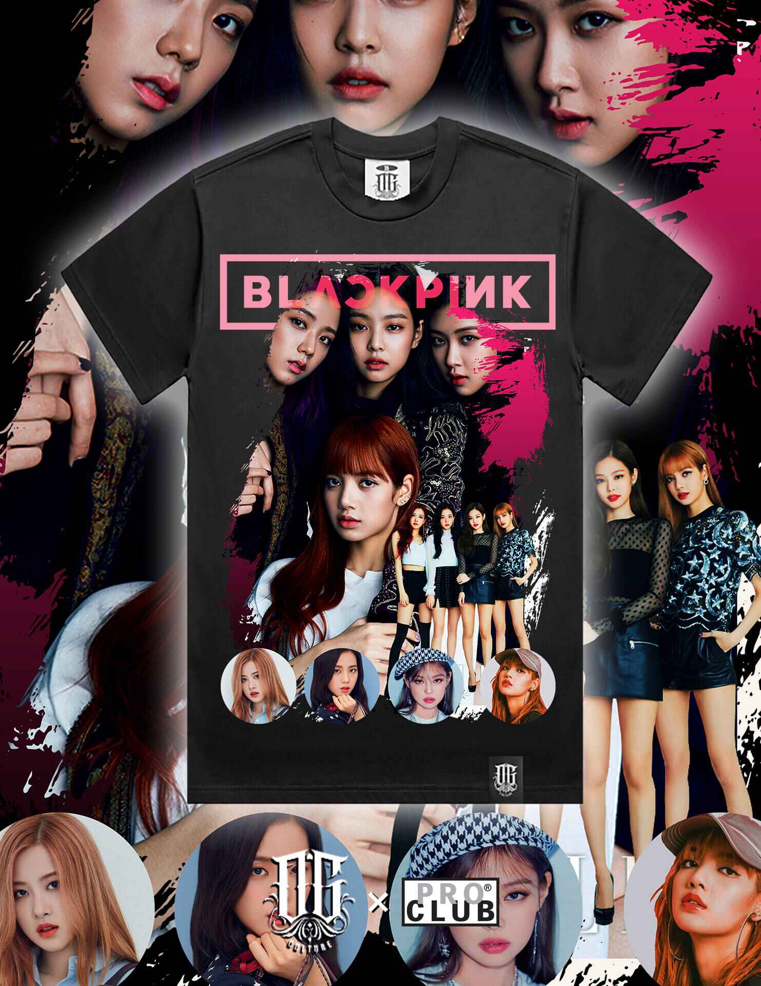 OG Culture Heavyweight Tee - Black Pink Group