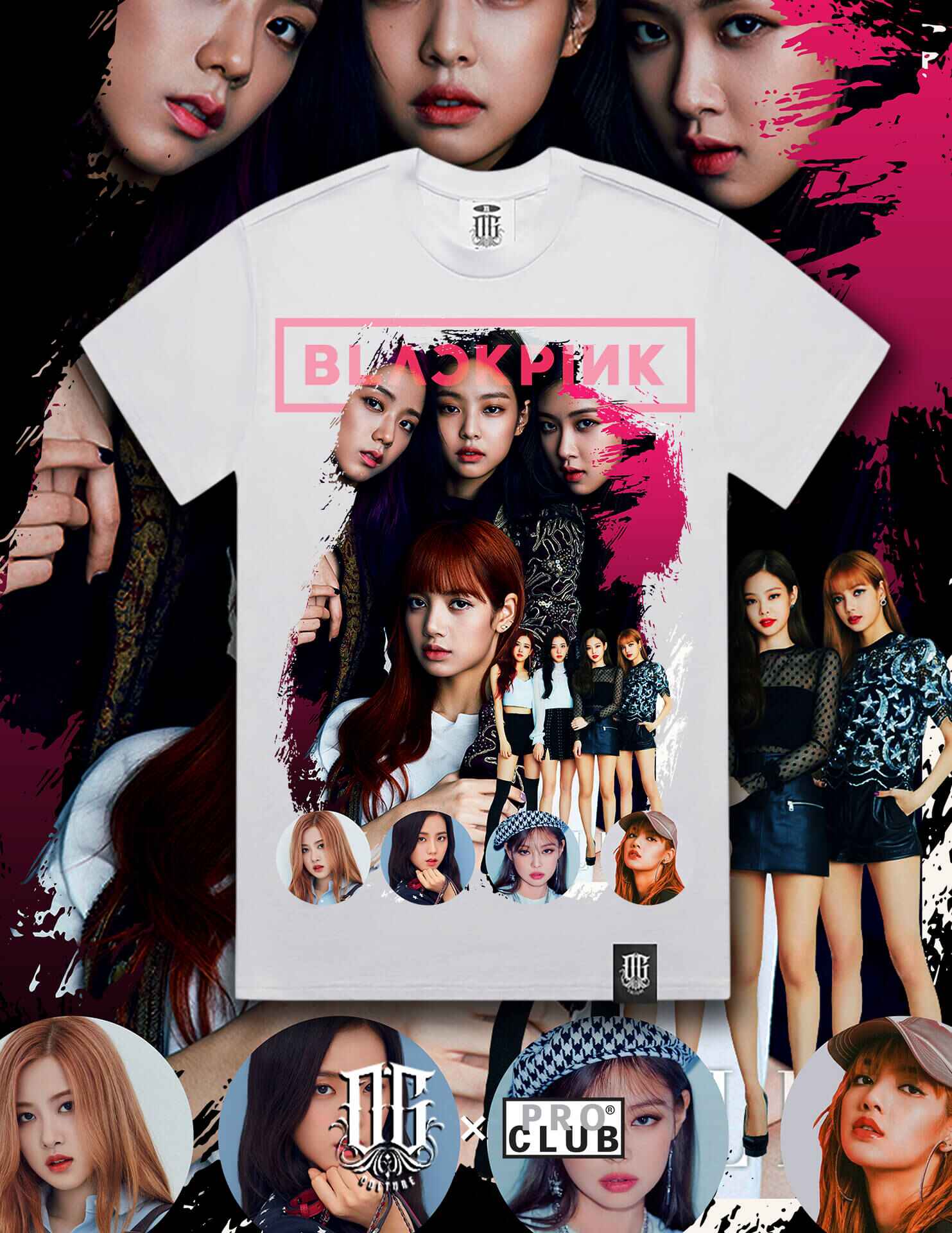 OG Culture Heavyweight Tee - Black Pink Group