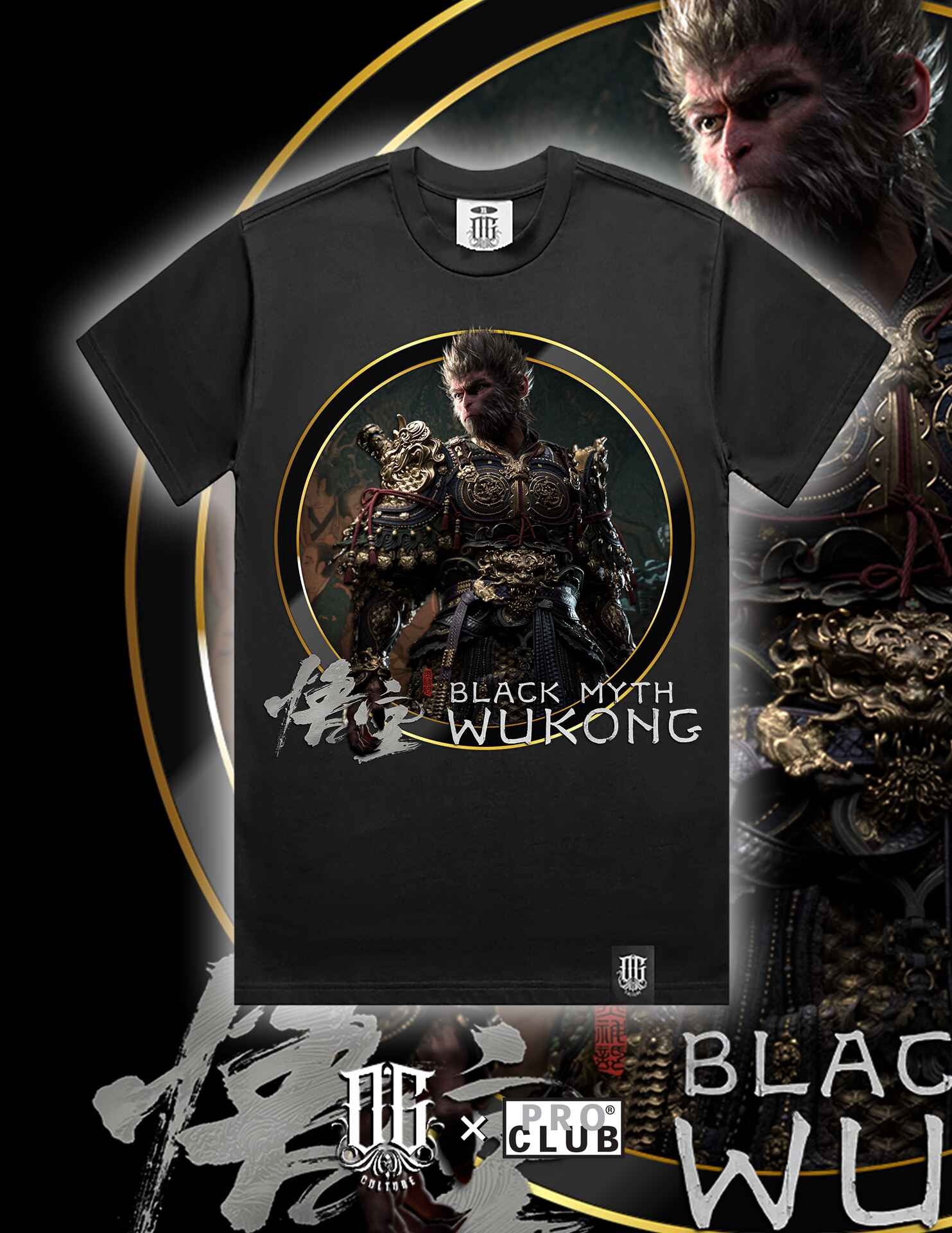 OG Culture X Pro Club Digital Printed Heavyweight Tee - Black Myth Wukong