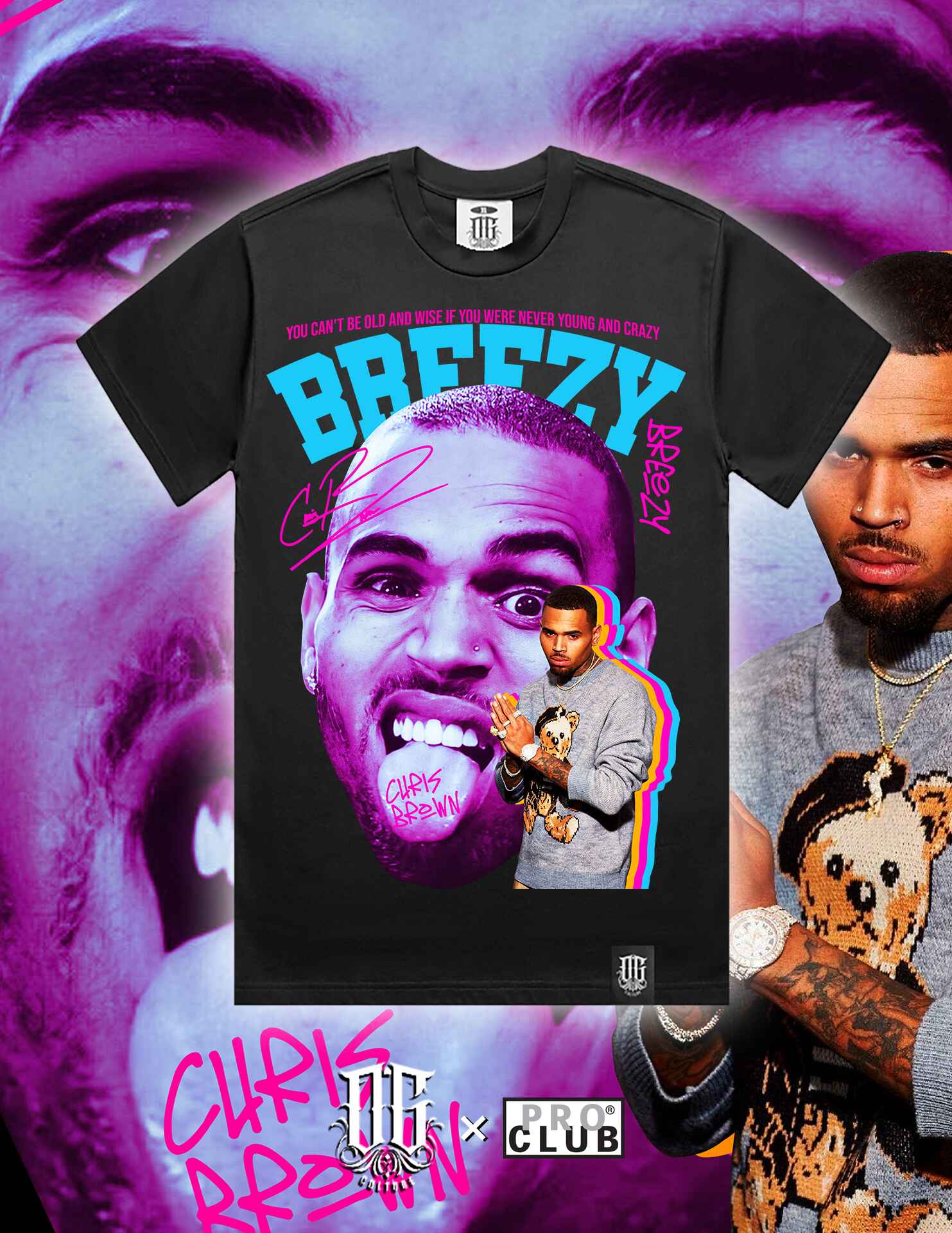 OG Culture X Pro Club Digital Printed Heavyweight Tee - Chris Brown