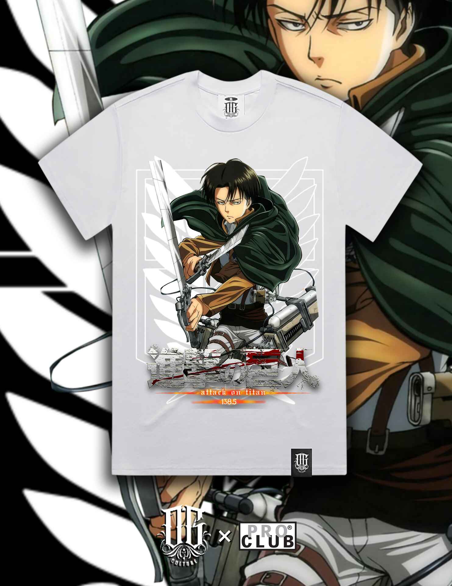 OG Culture X Pro Club Digital Printed Heavyweight Tee - Attack On Titan 1385