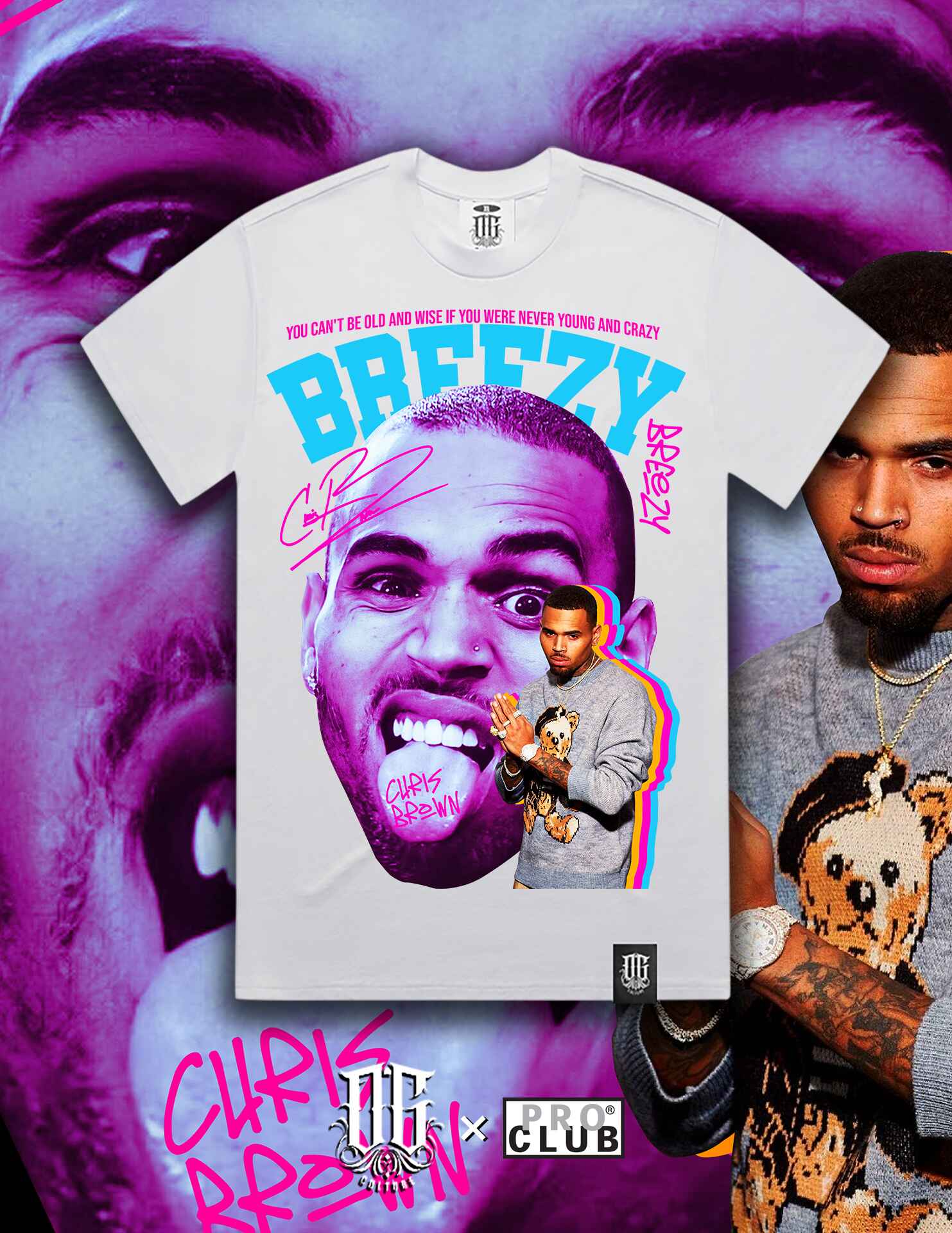 OG Culture X Pro Club Digital Printed Heavyweight Tee - Chris Brown