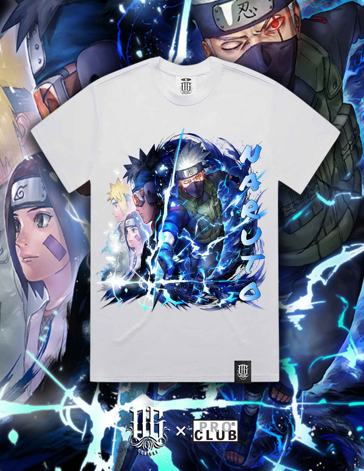 OG Culture X Pro Club Digital Printed Heavyweight Tee - Naruto Kakashi Hatake