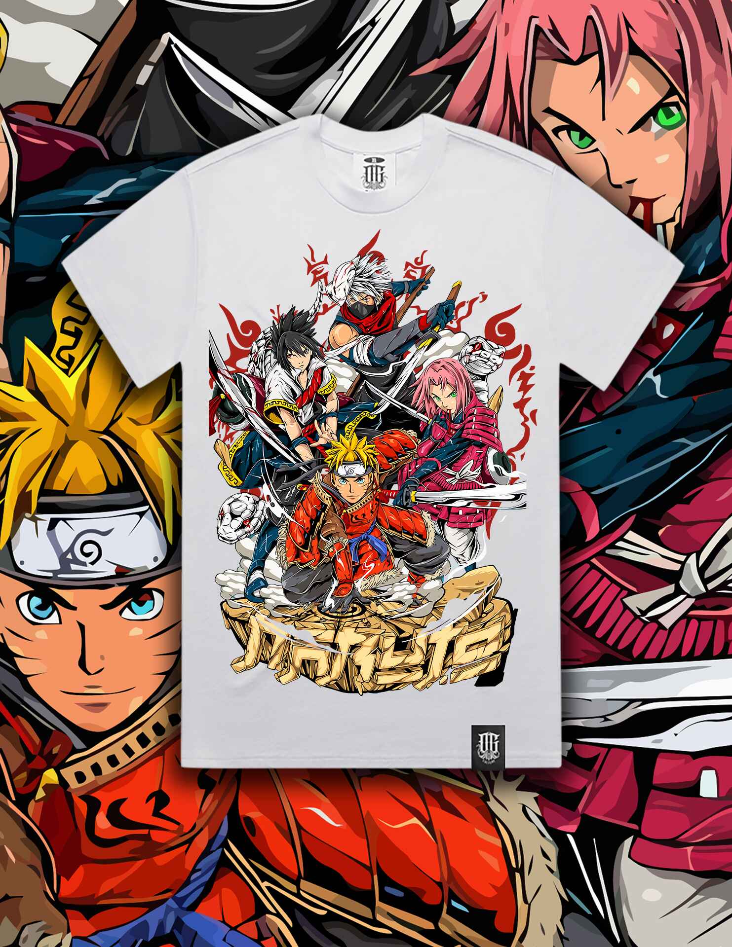 OG Culture X Pro Club Digital Printed Heavyweight Tee - Naruto Group