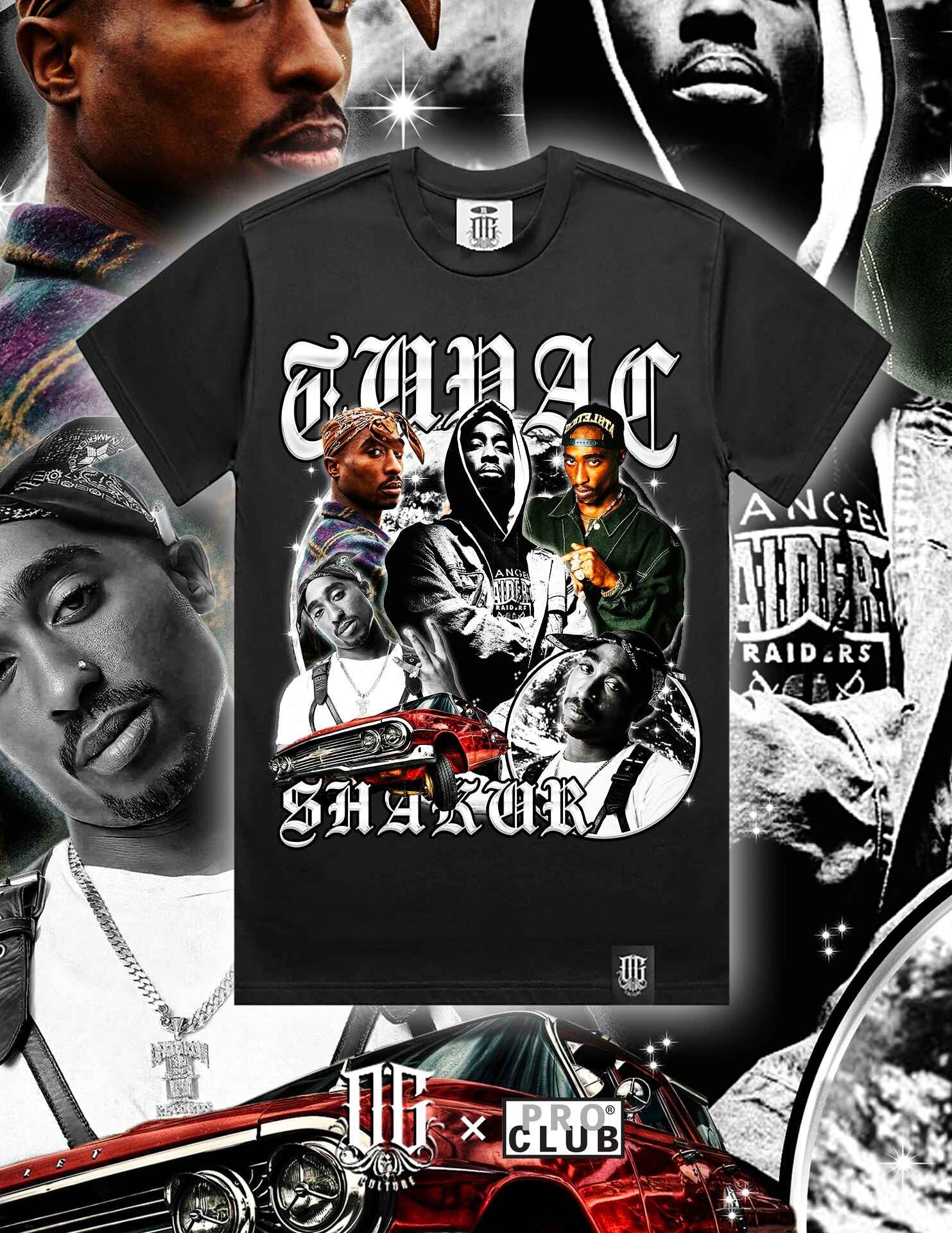 OG Culture X Pro Club Digital Printed Heavyweight Tee - 2pac Shakur 1971-1996