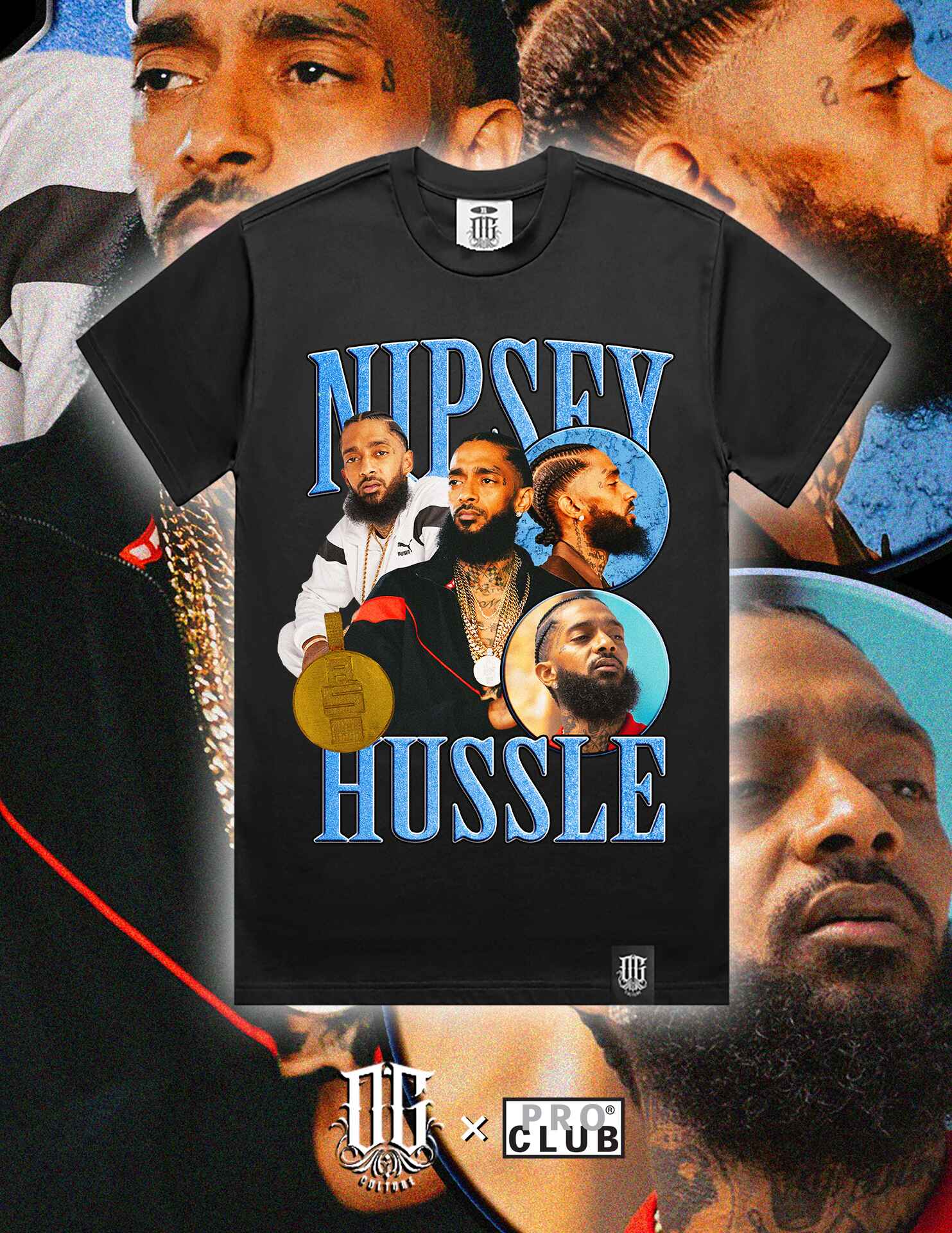 OG Culture X Pro Club Digital Printed Heavyweight Tee - Nipsey Hussle