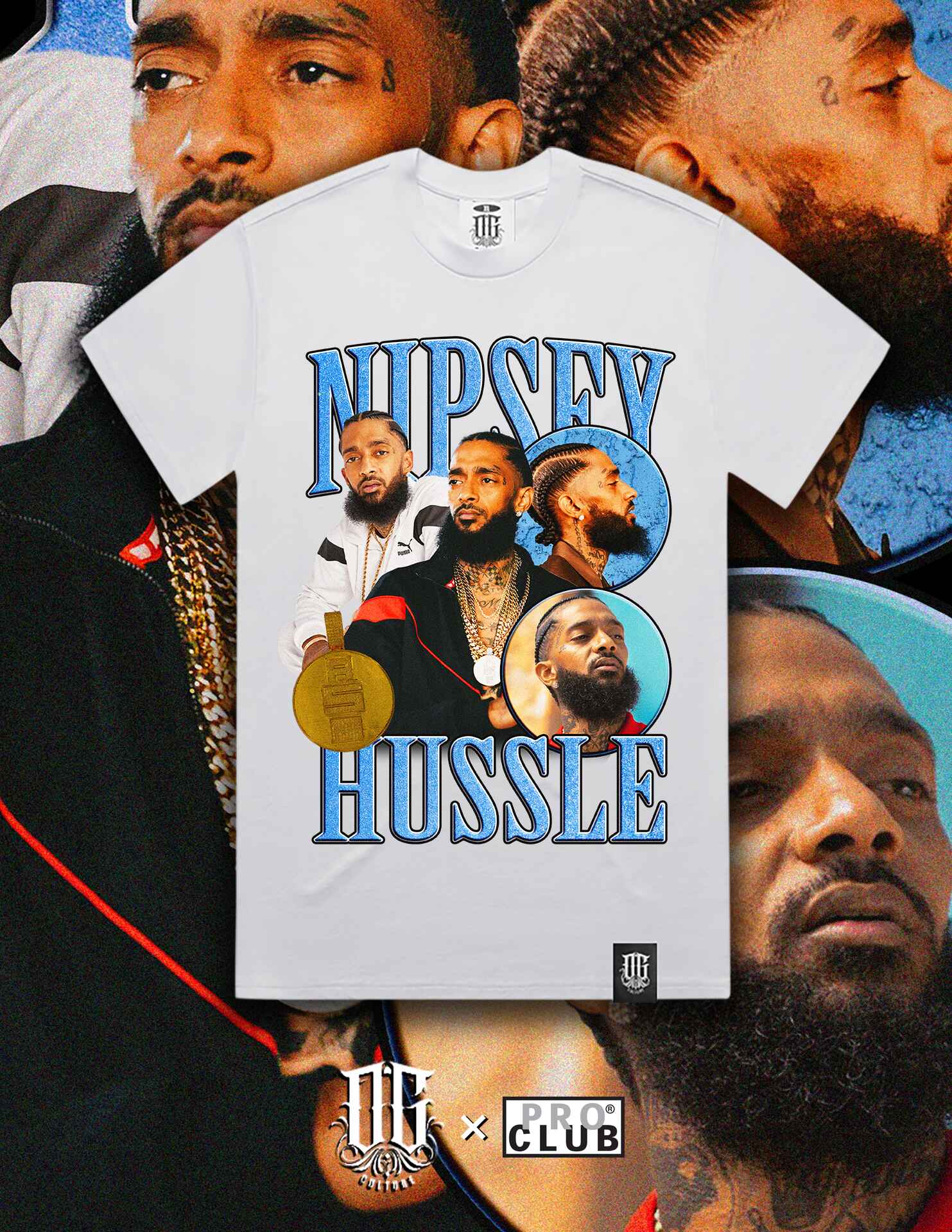 OG Culture X Pro Club Digital Printed Heavyweight Tee - Nipsey Hussle