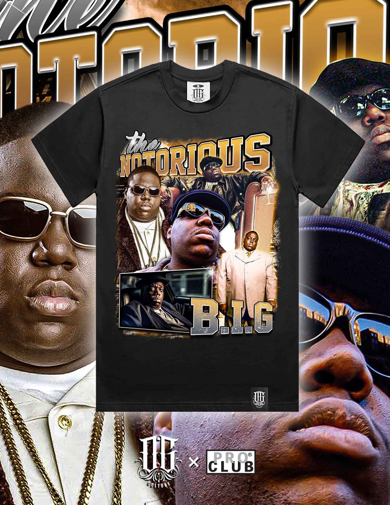 OG Culture X Pro Club Digital Printed Heavyweight Tee - Biggie B.I.G