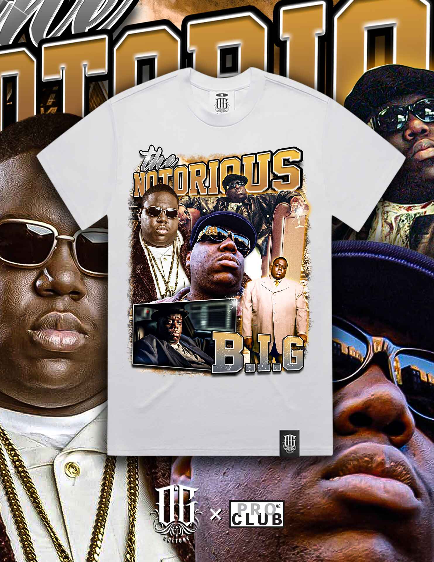 OG Culture X Pro Club Digital Printed Heavyweight Tee - Biggie B.I.G